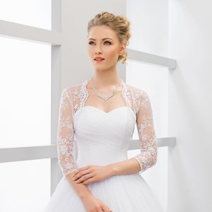 Ladies Wedding Bridal Lace Jacket Three Quarter Sleeves B-152