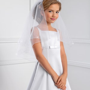 Holy Communion Two Tiers Pencil Edge Veil With Crystals WK-5