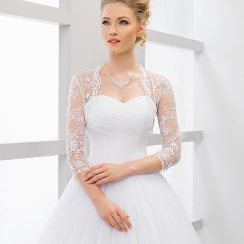 Ladies Wedding Bridal Lace Jacket Three Quarter Sleeves B-152