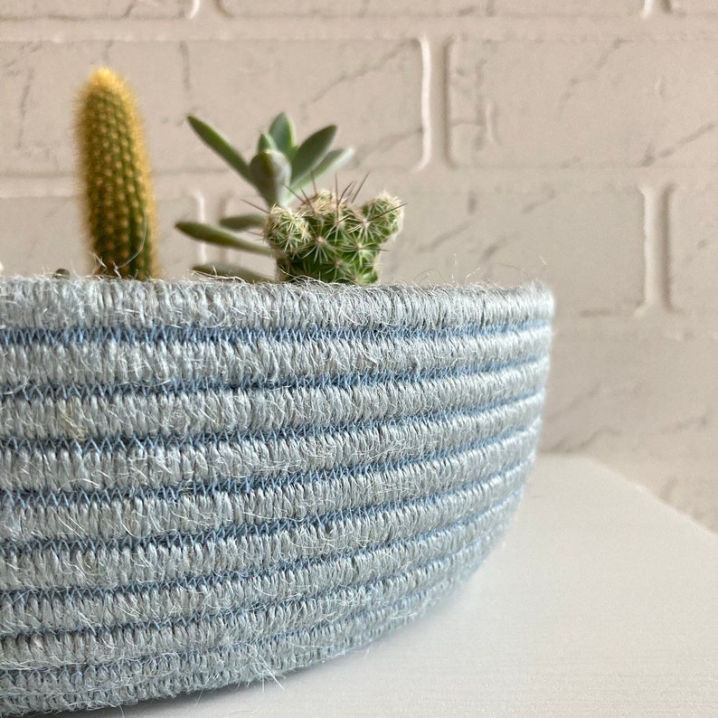 Light Blue Basket With Lid Cotton Rope Basket Storage Etsy
