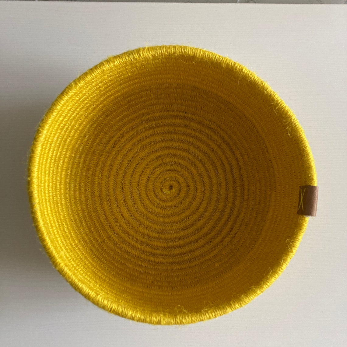 Yellow Rope Basket With Lid Etsy