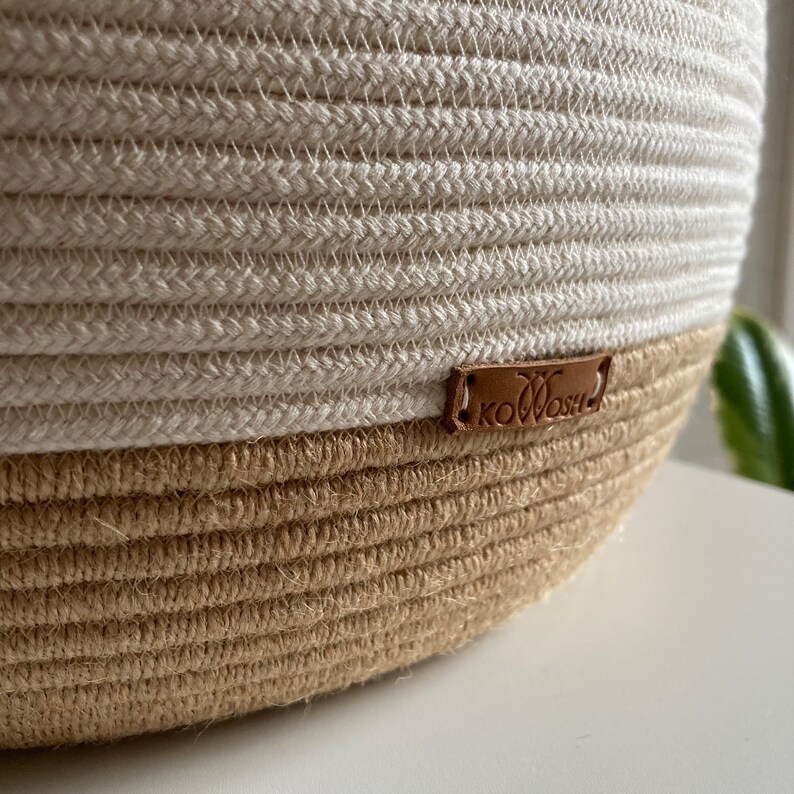 Large Rope Basket With Lid Cotton Rope Basket Cozy Home Etsy