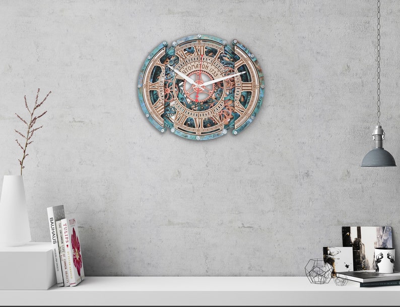 Automaton Skeleton 1733 Moving Gears Wall Clock Steampunk Etsy