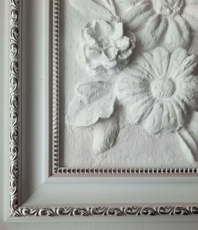 Plaster Wall Art Botanical Sculpture Framed Wall Art Relief 3d Etsy
