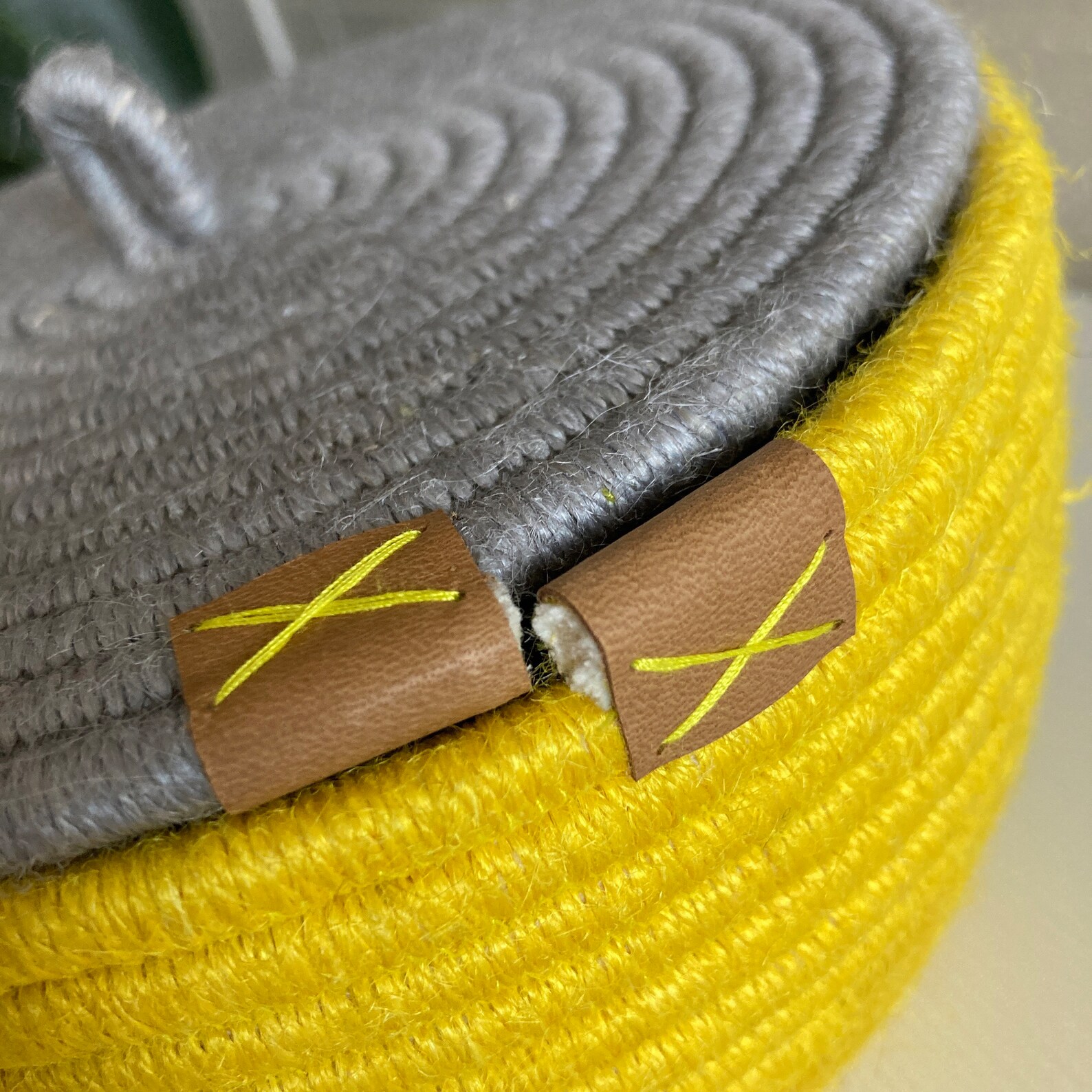 Yellow Rope Basket With Lid Etsy