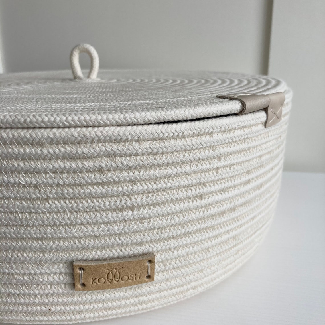 Large Rope Basket With Lid Round Rope Basket White Basket Etsy