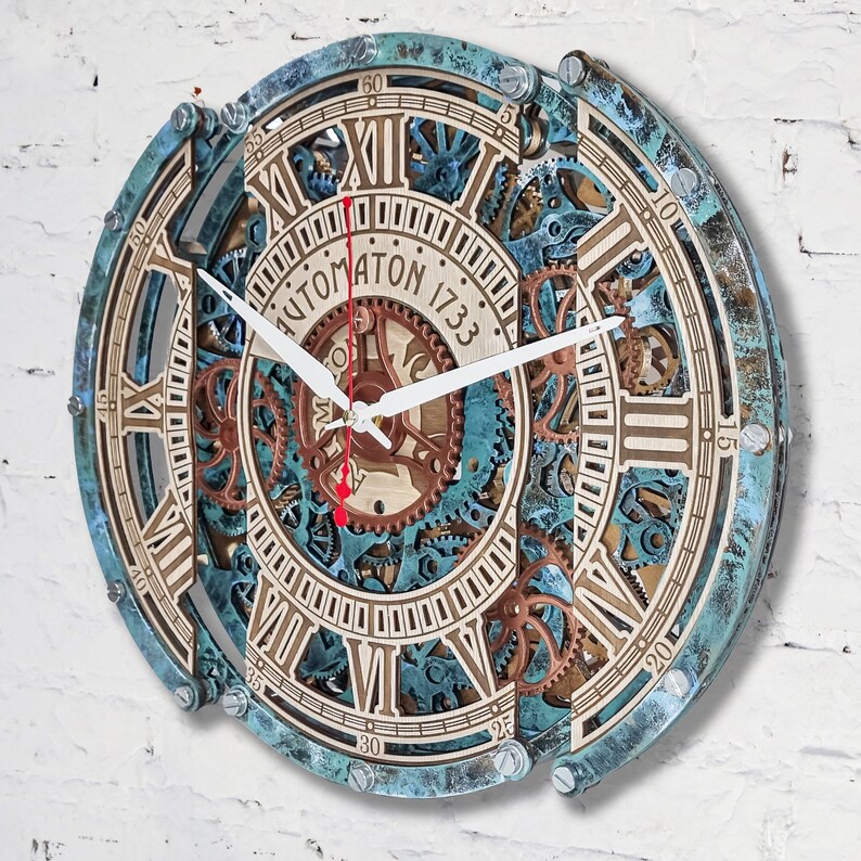 Automaton Skeleton 1733 Moving Gears Wall Clock Steampunk Etsy