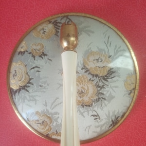 Vintage Gold Swivel Hand Mirror: 1940s Cosmetic Magnifying Mirror