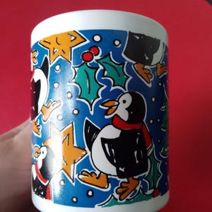 Vintage Penguin Christmas mug Kilncraft 1990&#39;s great condition