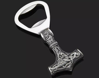 Thor’s Hammer Bottle Opener, Viking Mjolnir Stainless Steel, Norse Pagan Beer Tool Gift, Viking Accessories, Men's Present Ideas