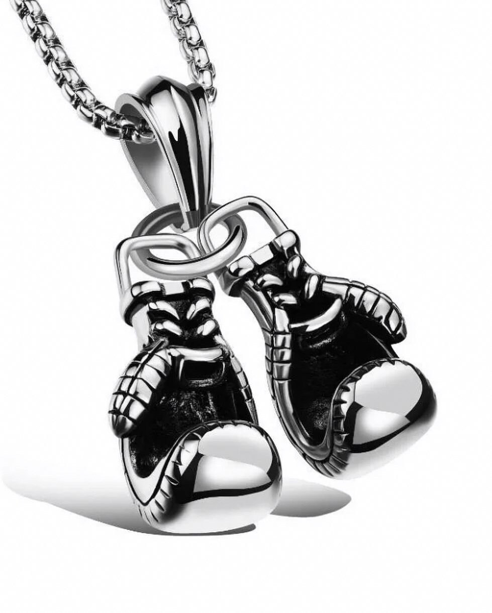 Stainless steel boxing glove necklace clearance