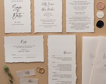 Invito a nozze, invito a nozze con bordo in rilievo e carta da lucidi, A6, cancelleria per matrimoni, sigillo in ceralacca, invito a nozze nero