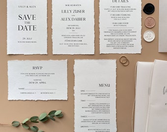 Invito a nozze, invito a nozze con bordo in rilievo e carta da lucidi, A6, cancelleria per matrimoni, sigillo in ceralacca, invito a nozze nero