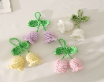 Handmade Knitted Keychain For Women Girl Crocheted Wind Chimes Flower Pendants