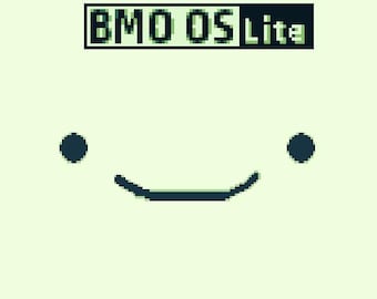 May include: A green and white digital device with the text "BMO OS Lite" on the top and a smiling face with two black eyes.