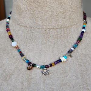 Handmade Multicolor Gemstone Beaded Necklace – Boho Statement Jewelry
