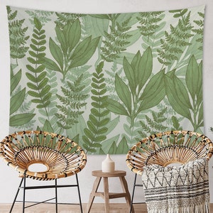 Green Botanical Tapestry Vintage Leaf Landscape Fabric Wall Tapestry Gift Boho Wall Hangings Rectangle Plants Home Accent Living Room Decor