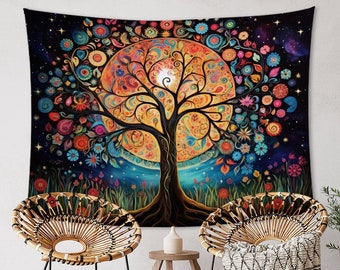 Tree of Life Tapestry Wall Hanging Aesthetic Tapestry for Living Room Fabric Wall Tapestry Art Boho Hippie Large Tapestry Home Decor Accent