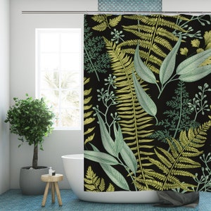 Green Plant Shower Curtain Botanical Leaf Modern Fabric Bathroom Curtains with Hooks Floral Waterproof Home Decor Bathroom Housewarming Gift