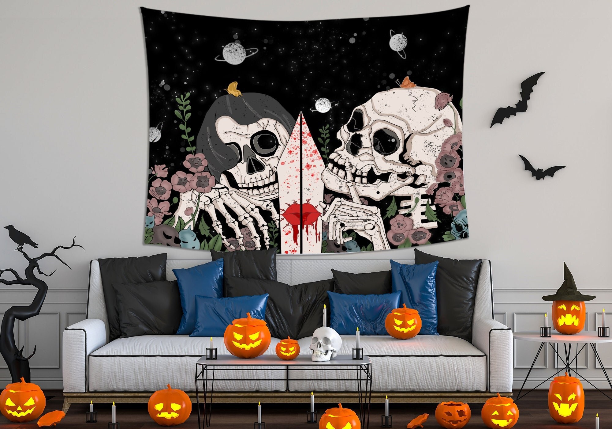 Discover Crâne Halloween Gothique Squelette Tapisserie