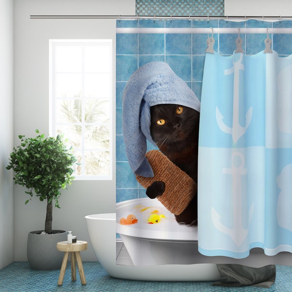 Cat Shower Curtain Etsy