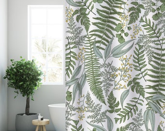 Botanical Leaf Shower Curtain Green Plant Modern Fabric Bathroom Curtains with Hooks Floral Waterproof Home Decor Bathroom Housewarming Gift