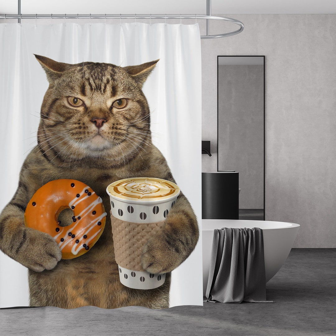 Funny Cat Shower Curtain Bathroom Shower Curtains Creative Etsy