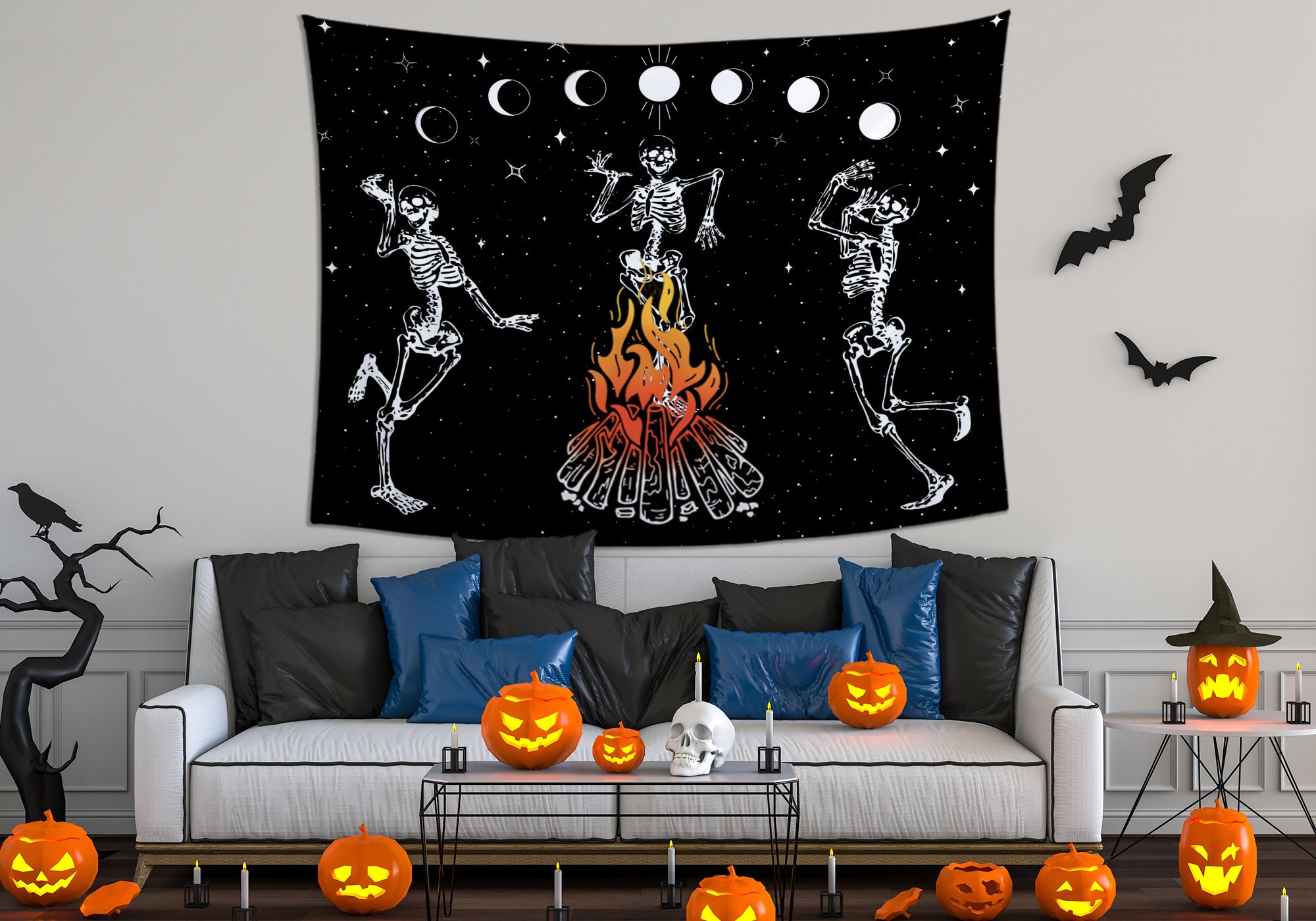 Discover Crâne Halloween Gothique Squelette Tapisserie