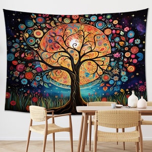 Tree of Life Tapestry Wall Hanging Aesthetic Tapestry for Living Room Fabric Wall Tapestry Art Boho Hippie Large Tapestry Home Decor Accent image 5