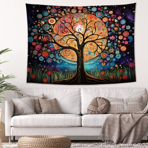 Tree of Life Tapestry Wall Hanging Aesthetic Tapestry for Living Room Fabric Wall Tapestry Art Boho Hippie Large Tapestry Home Decor Accent image 4