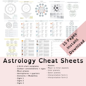 Astrology Cheat Sheets and Natal Chart Templates for Astrology Enthusiasts