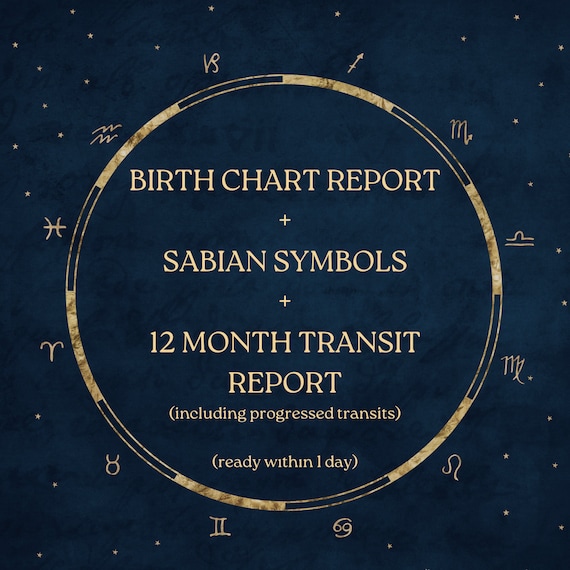 Natal Chart Report: 12-Month Transits & Sabian Degrees