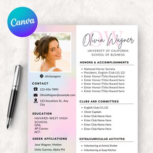Pink Sorority Recruitment Pack | Sorority Resume Template with Cover Letter | Customizable Sorority Resume Pack