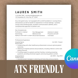 New Grad Nurse Resume Template| ATS Nurse Resume | Nurse Resume, Student Nurse, Registered Nurse RN Resume Template