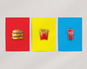 3-Piece McDonald's Pop Art Premium Wall Art Poster Set · Ready to Frame Giclée Print · Popular Culture Home Decor