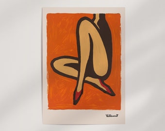 Bally Orange by Bernard Villemot (1971) Premium Wall Art Poster · Ready to Frame Giclée Print