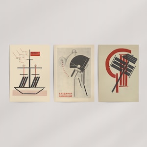 3-teiliges El Lissitzky Konstruktivist Kunstdruck Set (1923) · 20+ Größen · Premium Giclée Poster · Kunst des frühen 20.Jahrhunderts · Fertig zum Einrahmen