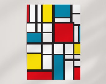 Piet Mondrian Style Premium Wall Art Poster · Ready to Frame Giclée Print · Abstract Modernism