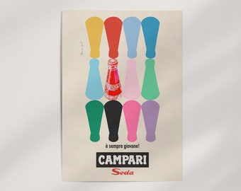 Campari Soda by Franz Marangolo (1960) Premium Wall Art Poster · Ready to Frame Giclée Print · Retro Advertising Poster