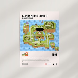Super Mario Land 2 : 6 pièces d'or (1992) Poster d'art mural premium · Impression giclée prête à encadrer · Culture pop rétro