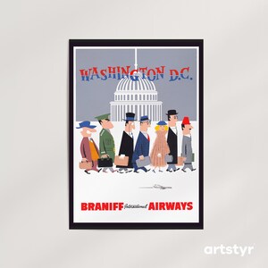 Washington D.C. · 20+ Sizes · Braniff International Airways, 1960 · Giclée Wall Art Poster · Vintage DC Poster · Ready to Frame