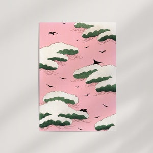 Pink Sky by Watanabe Seitei (1896) Premium Wall Art Poster · Ready to Frame Giclée Print · Vintage Japanese Artwork