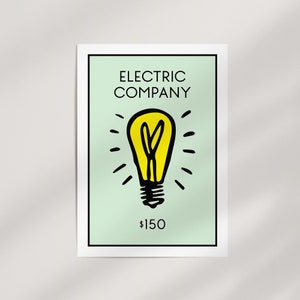 Monopoly Electric Company Premium-Wand-Kunstdruck - rahmenfertiger Giclée-Druck