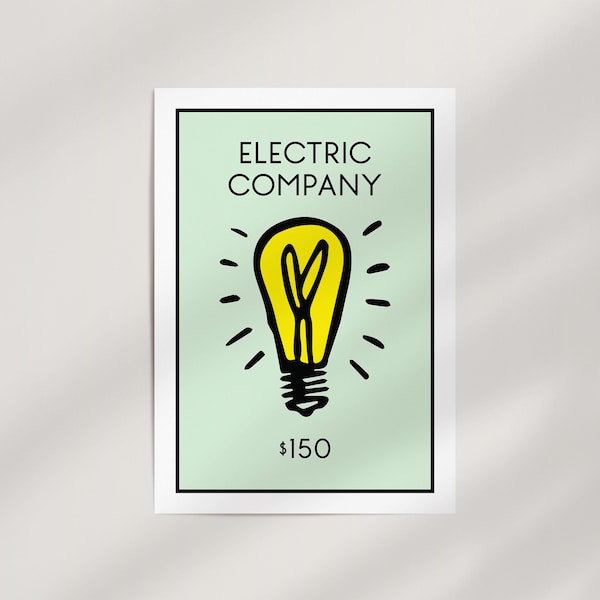 Monopoly Electric Company Utility Space Premium Wall Art Poster · Ready to Frame Giclée Print