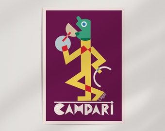 Campari Viola by Fortunato Depero (1928) Premium Wall Art Poster · Ready to Frame Giclée Print · Retro Futurism