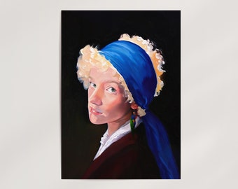 Girl with the Parrot Earring Art Print · Kath & Kim Aussie Fan Art · 20+ Sizes · Premium Giclée Wall Art · Fine Art Poster · Ready to Frame