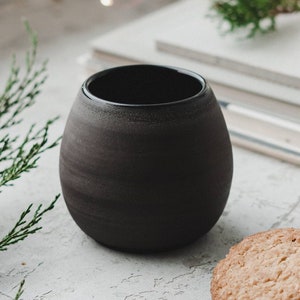 Set of 4 Asian Tea Cup, Stoneware Mug, Japanese Tea Cup, Black and Gray Ceramic Mugs No Handle, Tea Bowls image 4