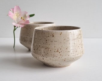 Set of 2 Speckled Handleless Mug, Ceramic Matcha Bowl Handmade, Mug Without Handle, Chawan, Fall Mug