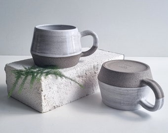 Set of 2 Nordic Mug,  White Minimalist Mug 9oz, Scandinavian Mug, Modern Mug 260ml