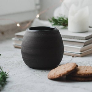 Set of 4 Asian Tea Cup, Stoneware Mug, Japanese Tea Cup, Black and Gray Ceramic Mugs No Handle, Tea Bowls image 1